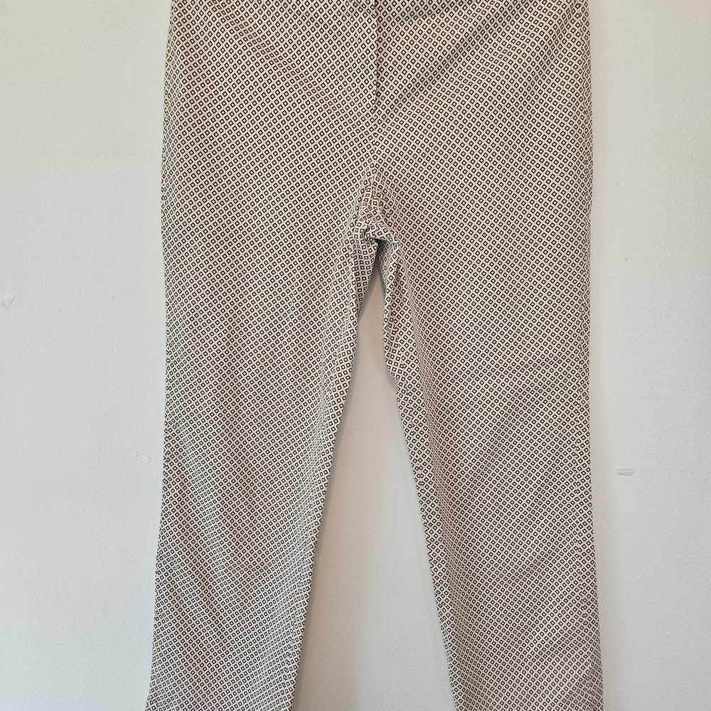 Talbots Cream And Tan, Stretch, Diamond Patterned Trousers